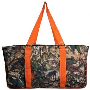 Orange Camo Large Utility Tote